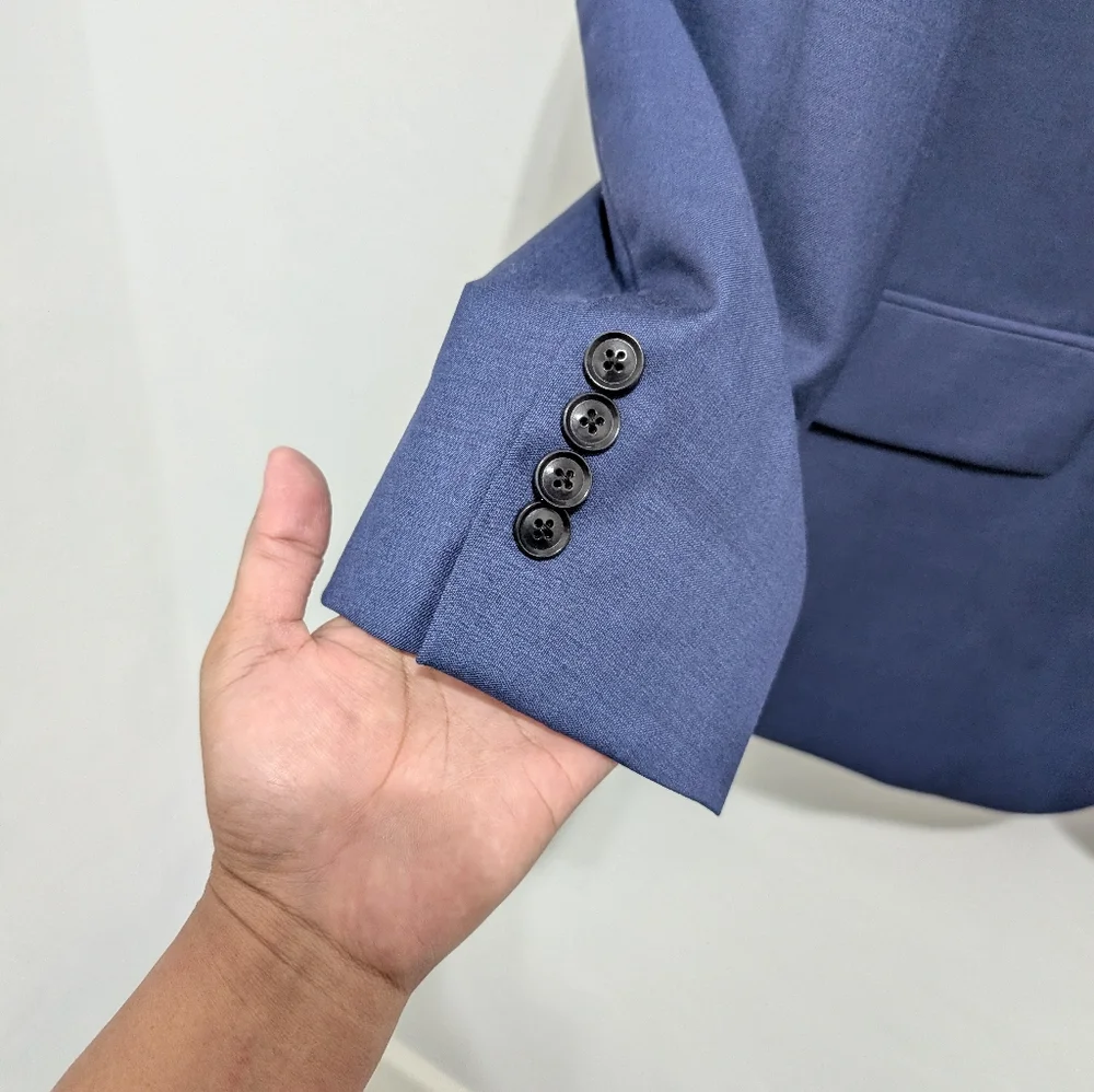 ‼️SOLD‼️ 100% Wool Calvin Klein Men's Blue Suit Formal Slim Fit 42S, 34X30 - Picture 4 of 11